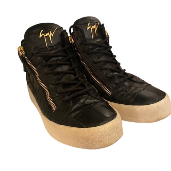Giuseppe Zanotti Shoes - Giuseppe Zanotti Croc Embossed Leather Hightop Sneaker